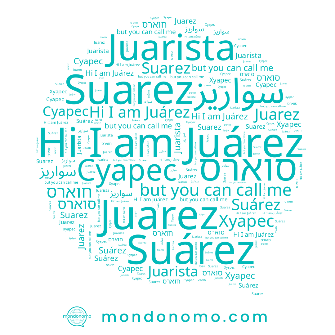 name Suarez, name سواريز, name Суарес, name חוארס, name Suárez, name סוארס, name Juarista, name Хуарес, name Juárez, name Juarez