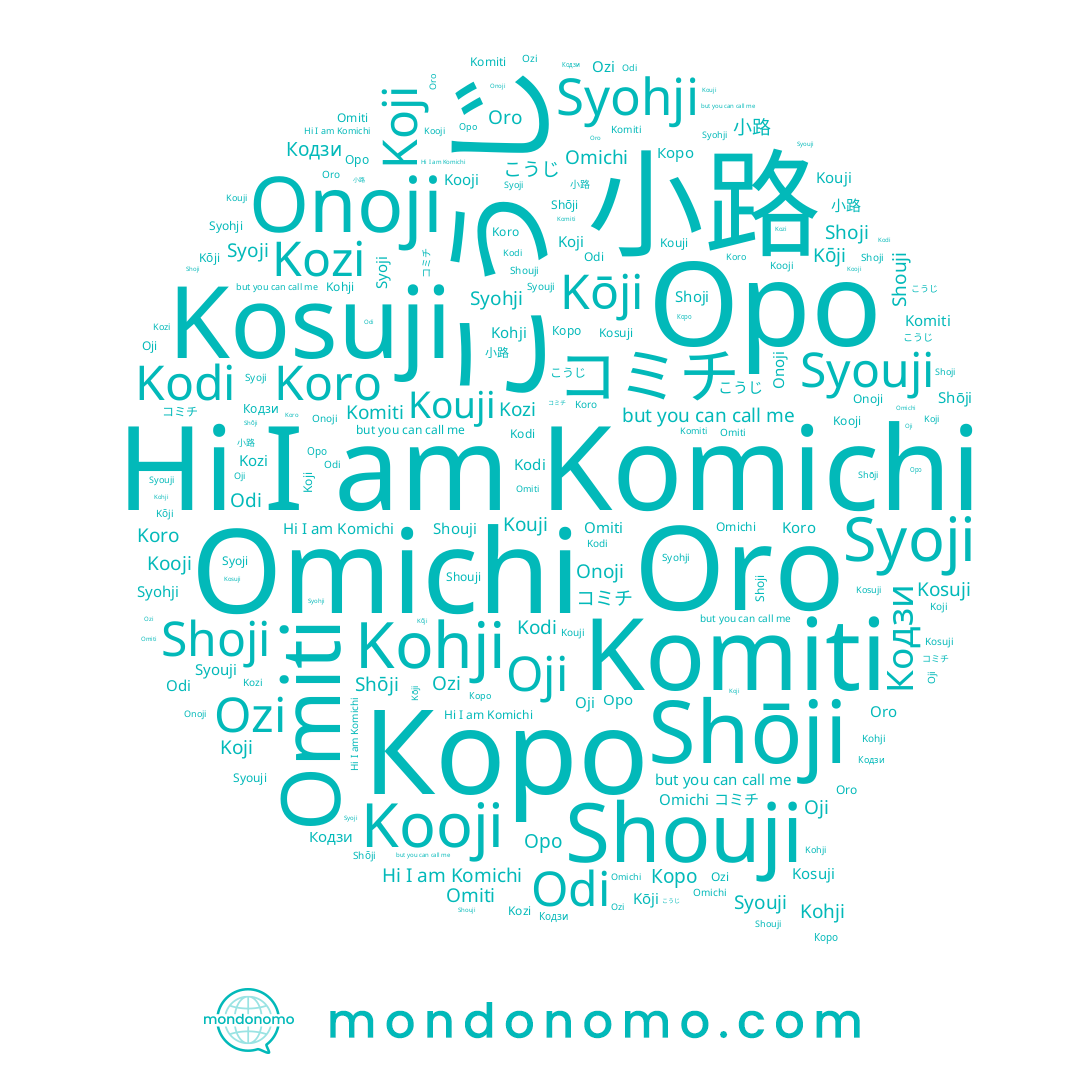 name コミチ, name Kouji, name Oro, name Shōji, name Kooji, name Omiti, name Ozi, name Коро, name Syoji, name Oji, name Kosuji, name Odi, name Syouji, name Koro, name Shoji, name Omichi, name Кодзи, name Syohji, name Komichi, name Kozi, name Koji, name Komiti, name こうじ, name Kodi, name Оро, name 小路, name Kōji, name Onoji, name Kohji
