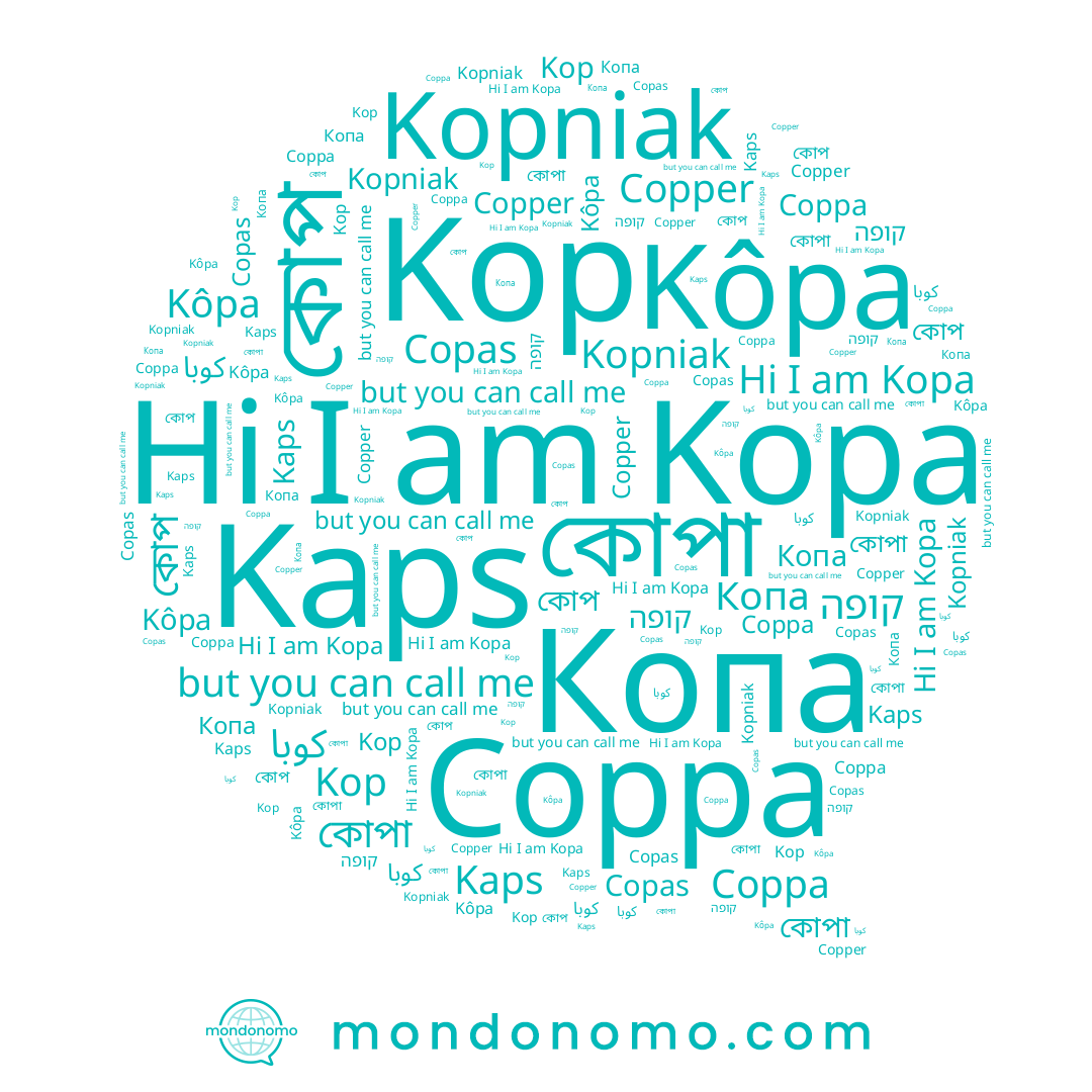 name Kôpa, name Kaps, name কোপ, name কোপা, name Kopa, name Copas, name Coppa, name Копа, name كوبا, name Kop, name Kopniak, name Copper, name קופה