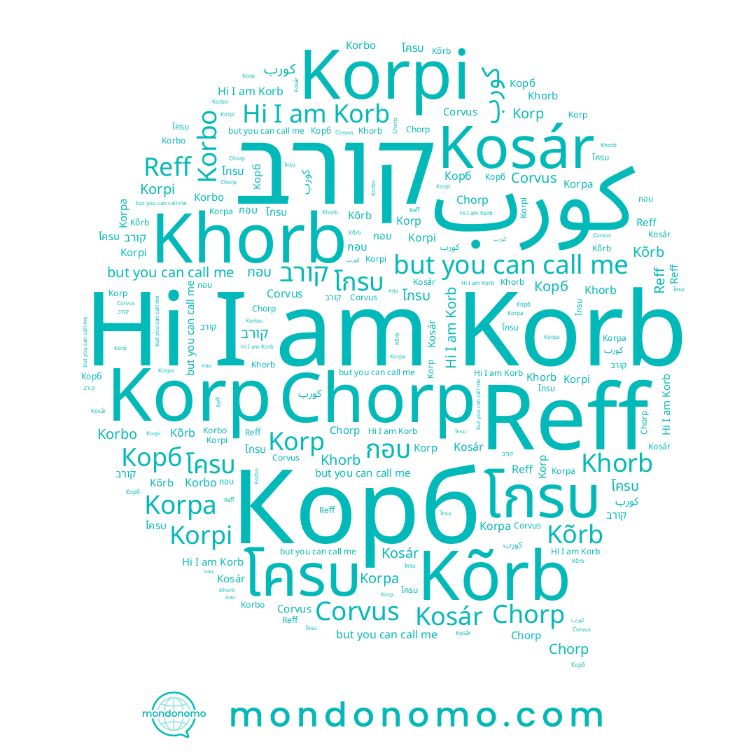 name Khorb, name Korbo, name โกรบ, name Kõrb, name Korb, name Корб, name Korpa, name Korpi, name โครบ, name Chorp, name Reff, name กอบ, name Korp, name קורב