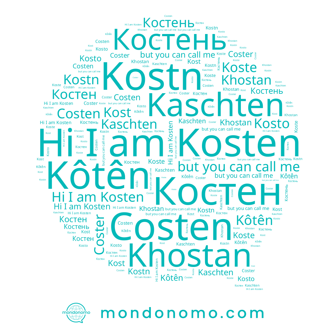 name Kosto, name Kost, name Костень, name Kosten, name Costen, name Kôtên, name Coster, name Kostn, name Kaschten, name Koste, name Костен, name Khostan