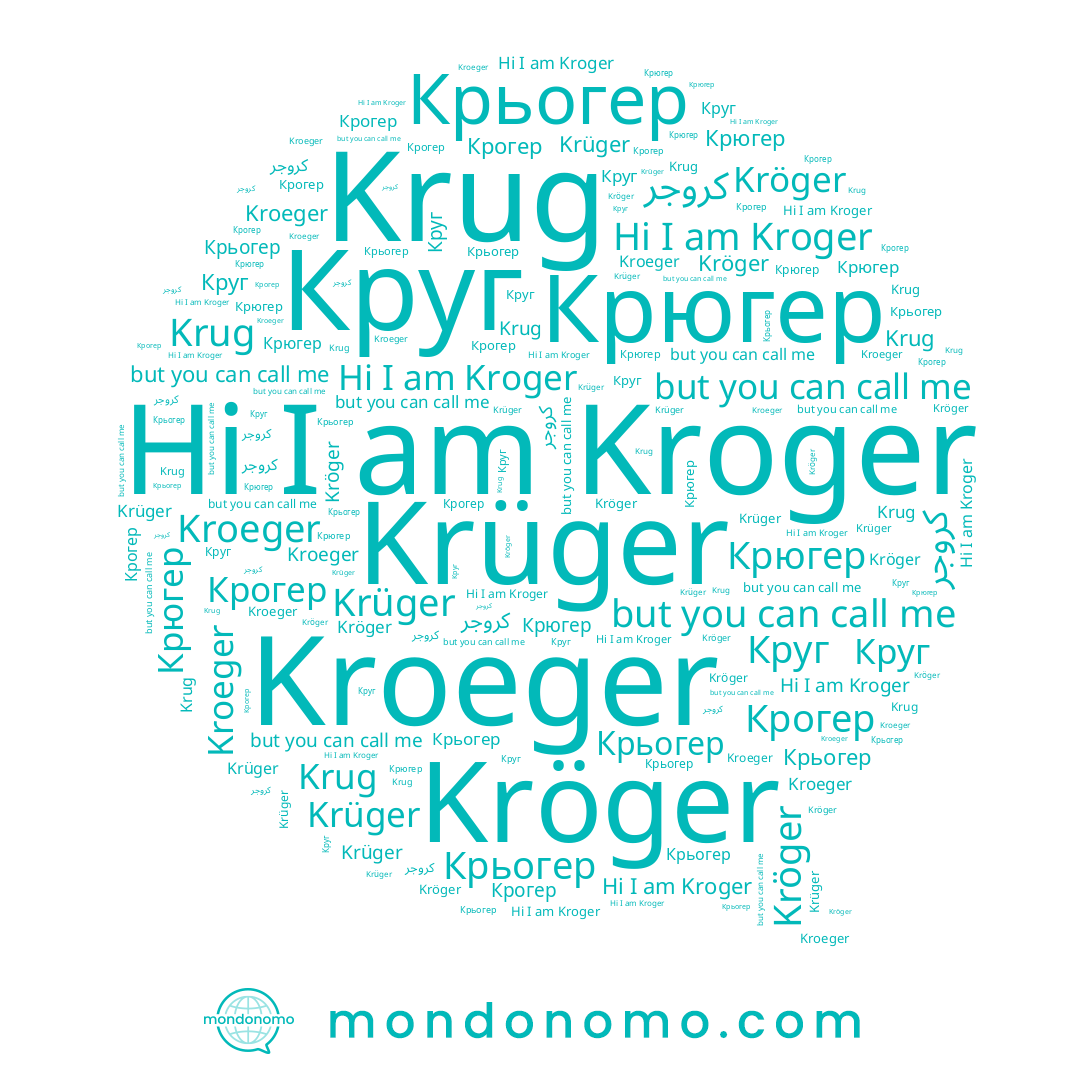 name Krug, name Kroger, name كروجر, name Krüger, name Kroeger, name Крюгер, name Kröger, name Крьогер, name Круг, name Крогер