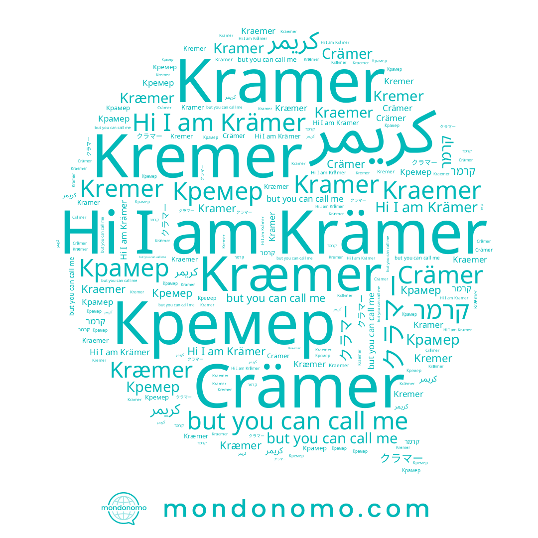name Kræmer, name Кремер, name קרמר, name Crämer, name クラマー, name Krämer, name Kraemer, name Крамер, name Kramer, name Kremer