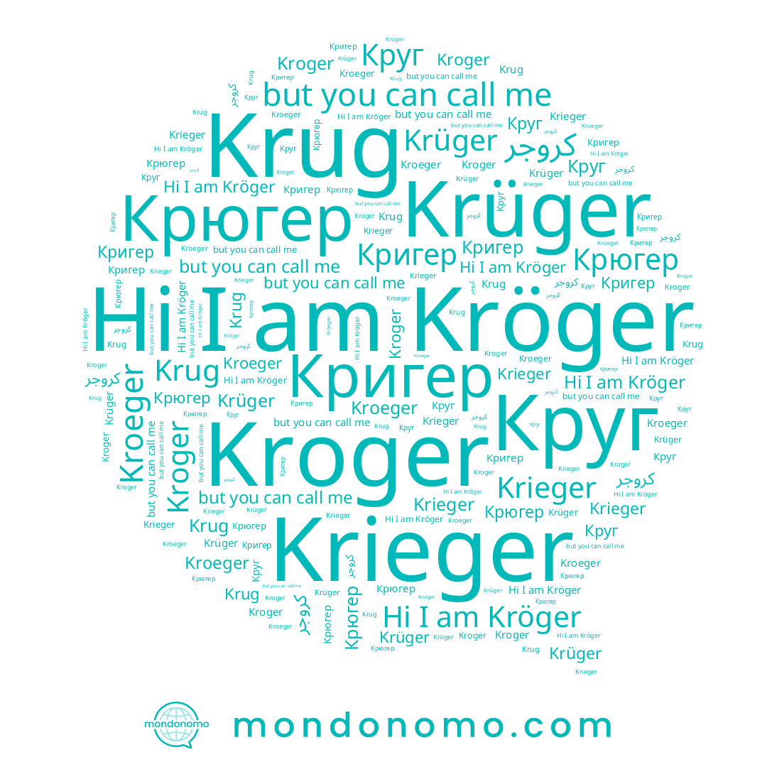 name Krug, name Kroger, name كروجر, name Krüger, name Крюгер, name Kroeger, name Kröger, name Кригер, name Круг, name Krieger