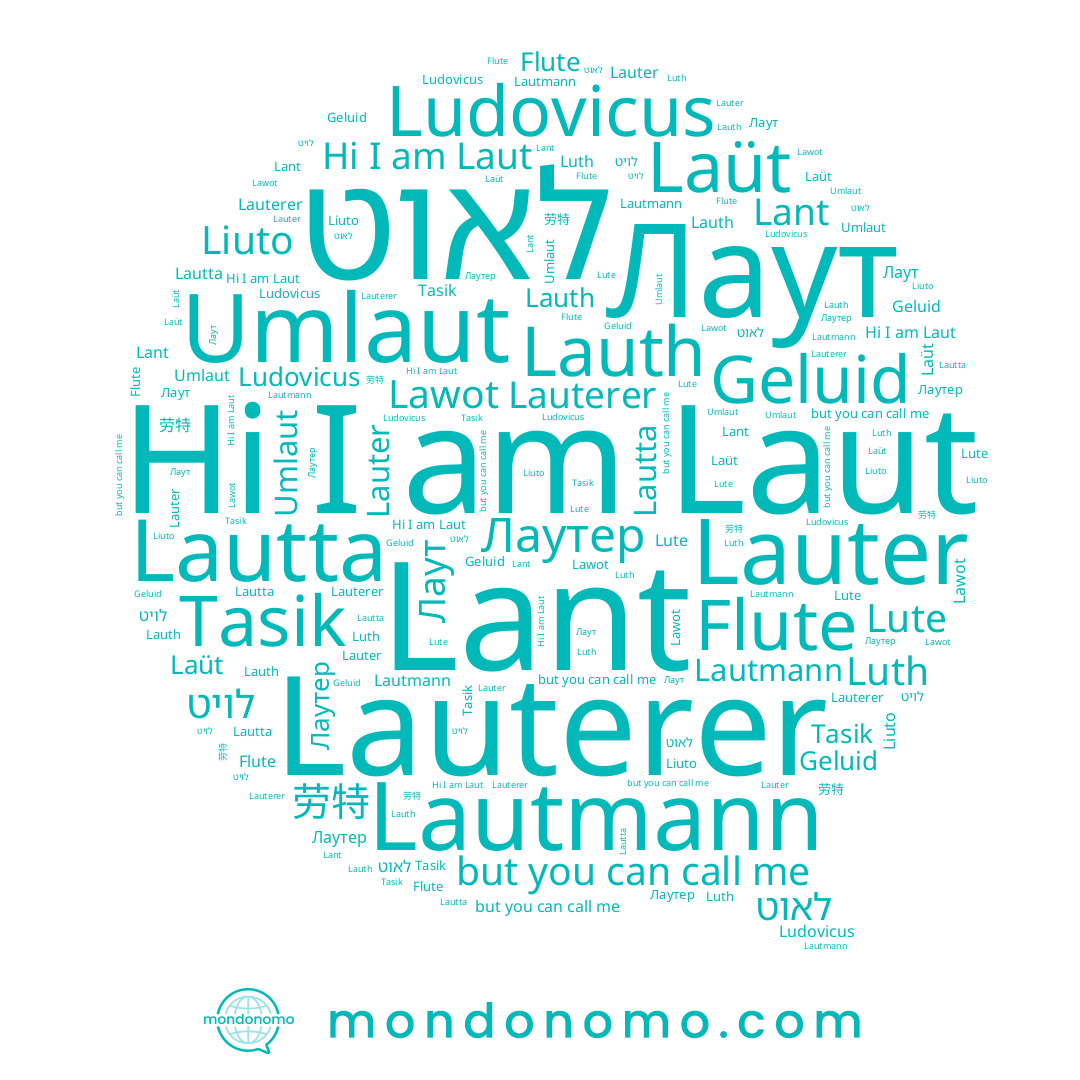 name Luth, name Лаут, name Laut, name Lautmann, name Flute, name Lauterer, name לויט, name Lautta, name Lute, name 劳特, name Lauter, name Ludovicus, name לאוט, name Laüt, name Liuto, name Tasik, name Lant, name Lauth, name Lawot, name Лаутер