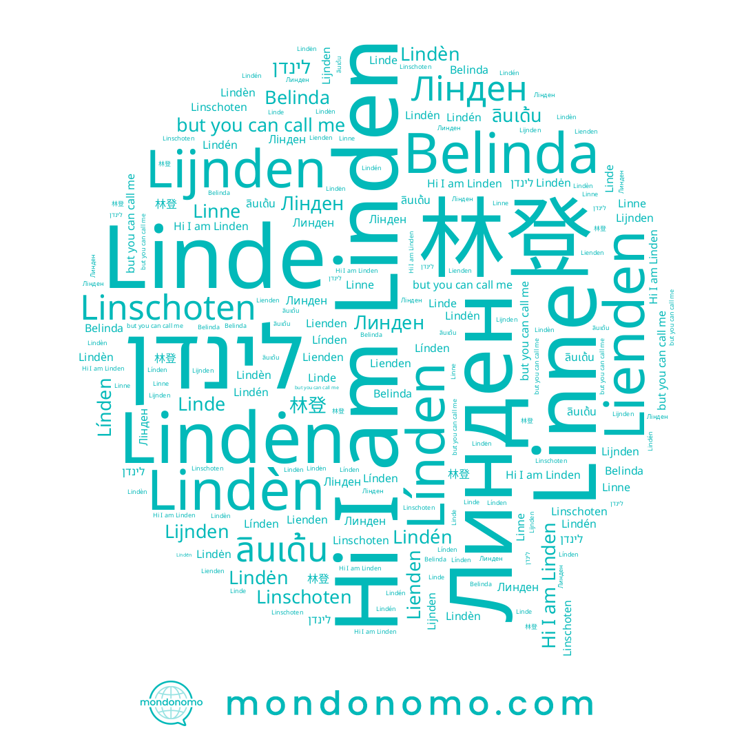 name Lindėn, name Linschoten, name Linden, name לינדן, name ลินเด้น, name 林登, name Lindén, name Linde, name Lienden, name Belinda, name Linne, name Линден, name Lindèn, name Лінден, name Línden