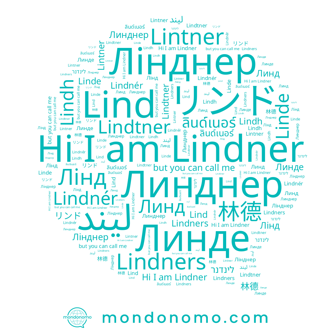 name Lindh, name リンド, name Lindtner, name Линде, name Лінд, name ลินด์เนอร์, name Линд, name Lindner, name Lintner, name ليند, name Лінднер, name Lindners, name לינדנר, name Linde, name Линднер, name Lind, name 林德, name Lindnér