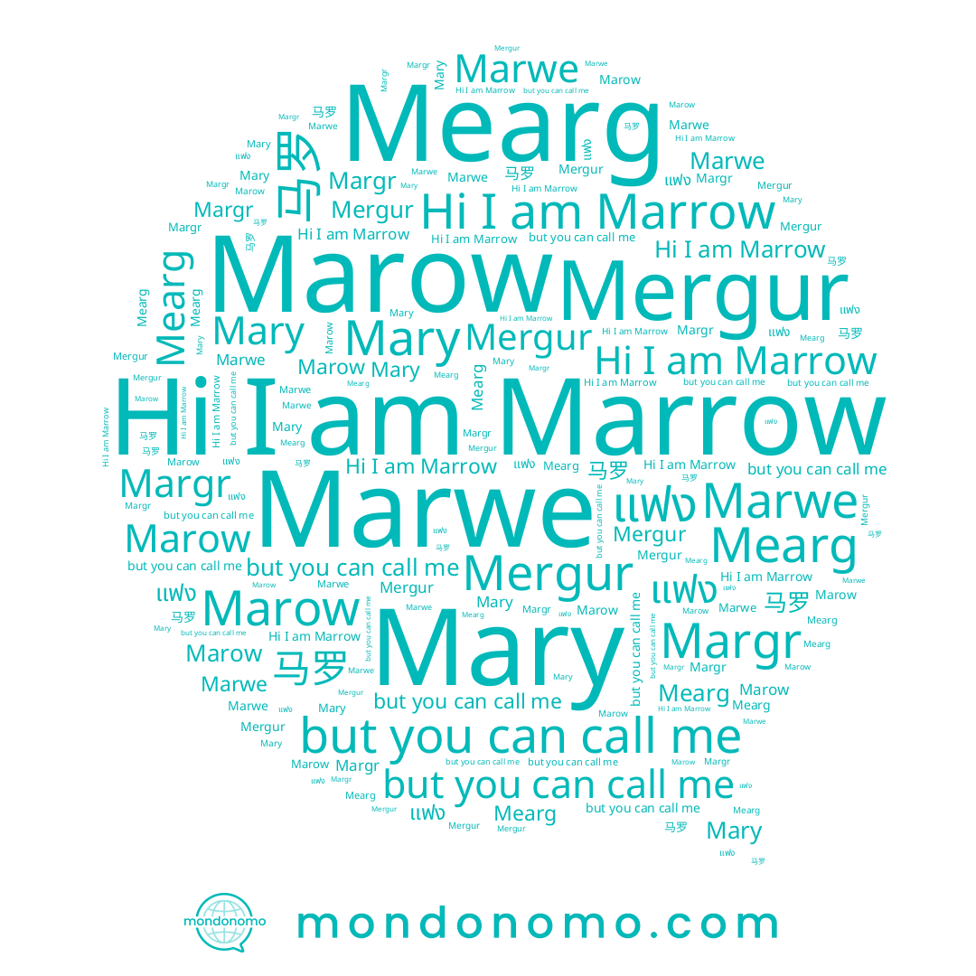 name Mergur, name Mary, name 马罗, name Margr, name Marwe, name Marow, name แฟง, name Mearg, name Marrow