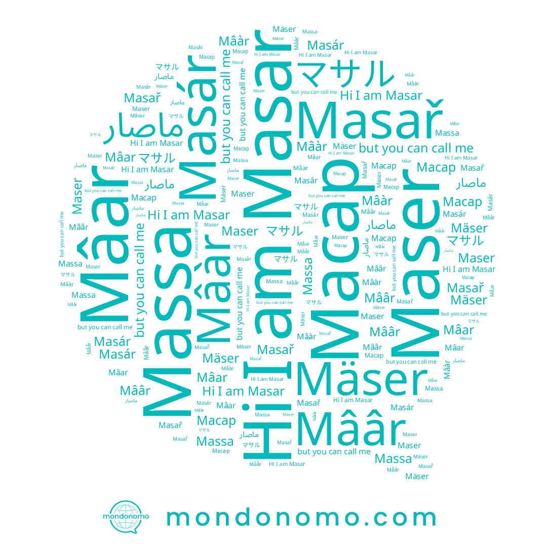 name Mäser, name ماصار, name Maser, name Mââr, name Mâar, name Masar, name Masár, name Масар, name Mâàr, name マサル, name Massa