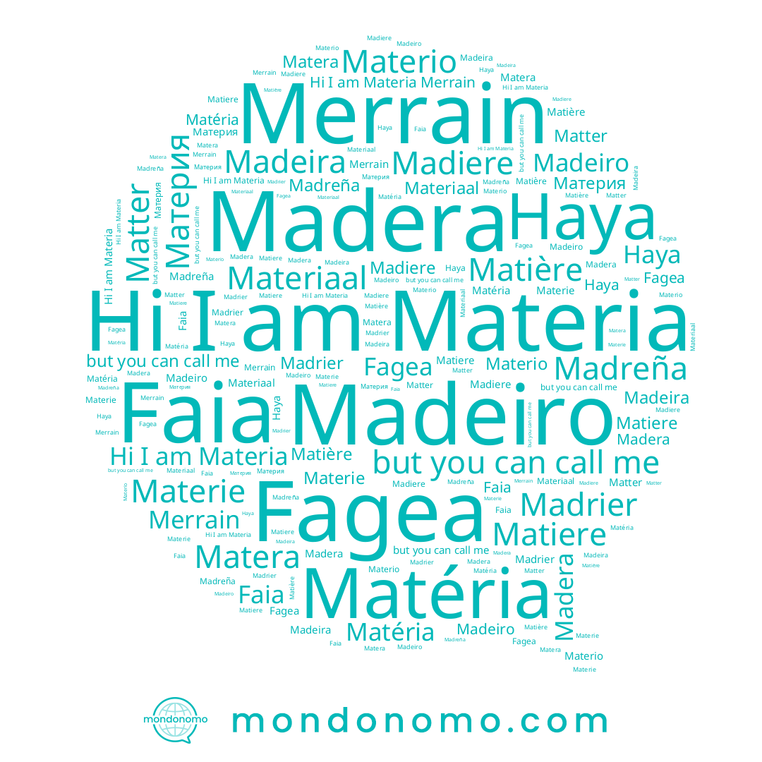 name Madeiro, name Matter, name Materio, name Matiere, name Madeira, name Madera, name Madrier, name Matera, name Madreña, name Materia, name Fagea, name Haya, name Madiere, name Faia, name Материя