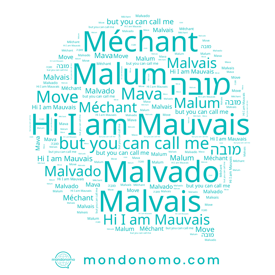 name Mava, name Méchant, name Malum, name Malvado, name Move, name Malvais, name Mauvais