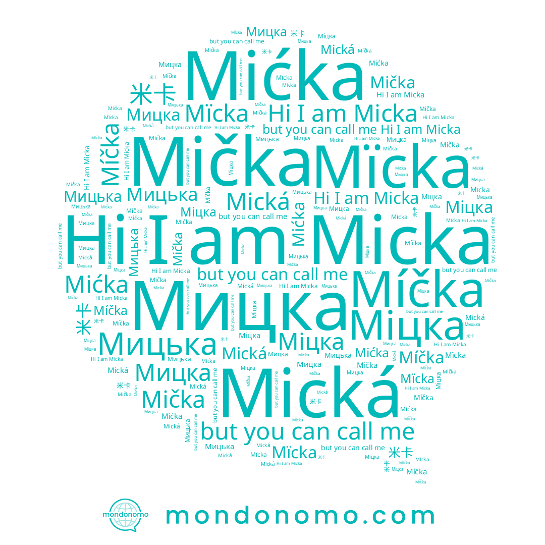 name Мицька, name Мицка, name Mička, name 米卡, name Míčka, name Mićka, name Micka, name Міцка, name Mická, name Mïcka