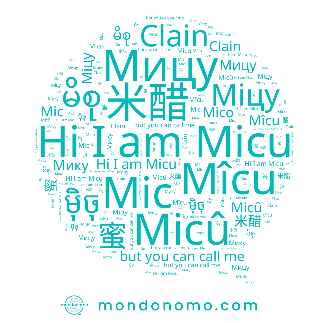 name Mico, name Micû, name Clain, name Міцу, name Mîcu, name Mic, name မိစု, name Мицу, name 米醋, name Мику, name Micu, name ម៉ិចុ, name 蜜, name 祢憱
