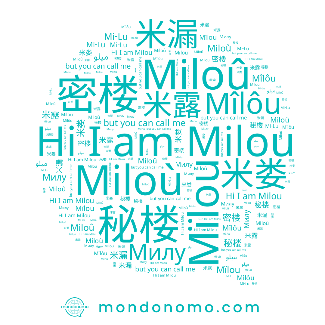 name Miloù, name Mîlôu, name 米娄, name 秘楼, name ميلو, name 米漏, name Milou, name 米露, name 密楼, name Милу, name Miloû, name Mïlou