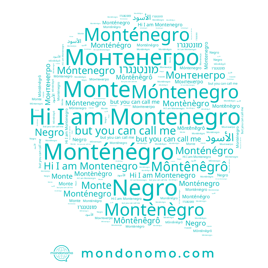 name Monténegro, name Móntenegro, name Negro, name Monte, name Montènègro, name מונטנגרו, name Môntênêgrô, name Монтенегро, name Montenegro