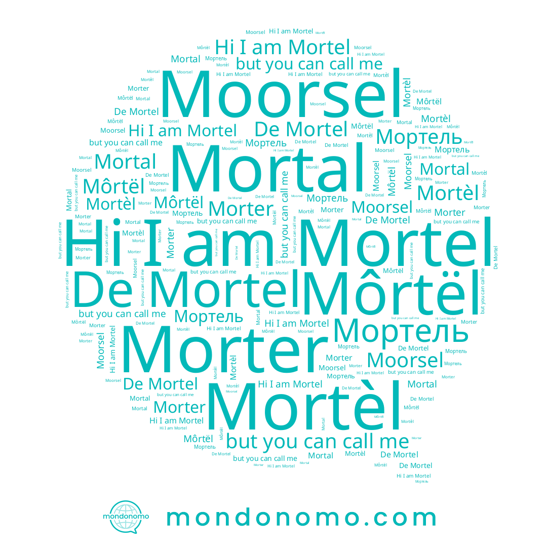 name Мортель, name Morter, name Mortal, name Môrtël, name Moorsel, name Mortel, name Mortèl