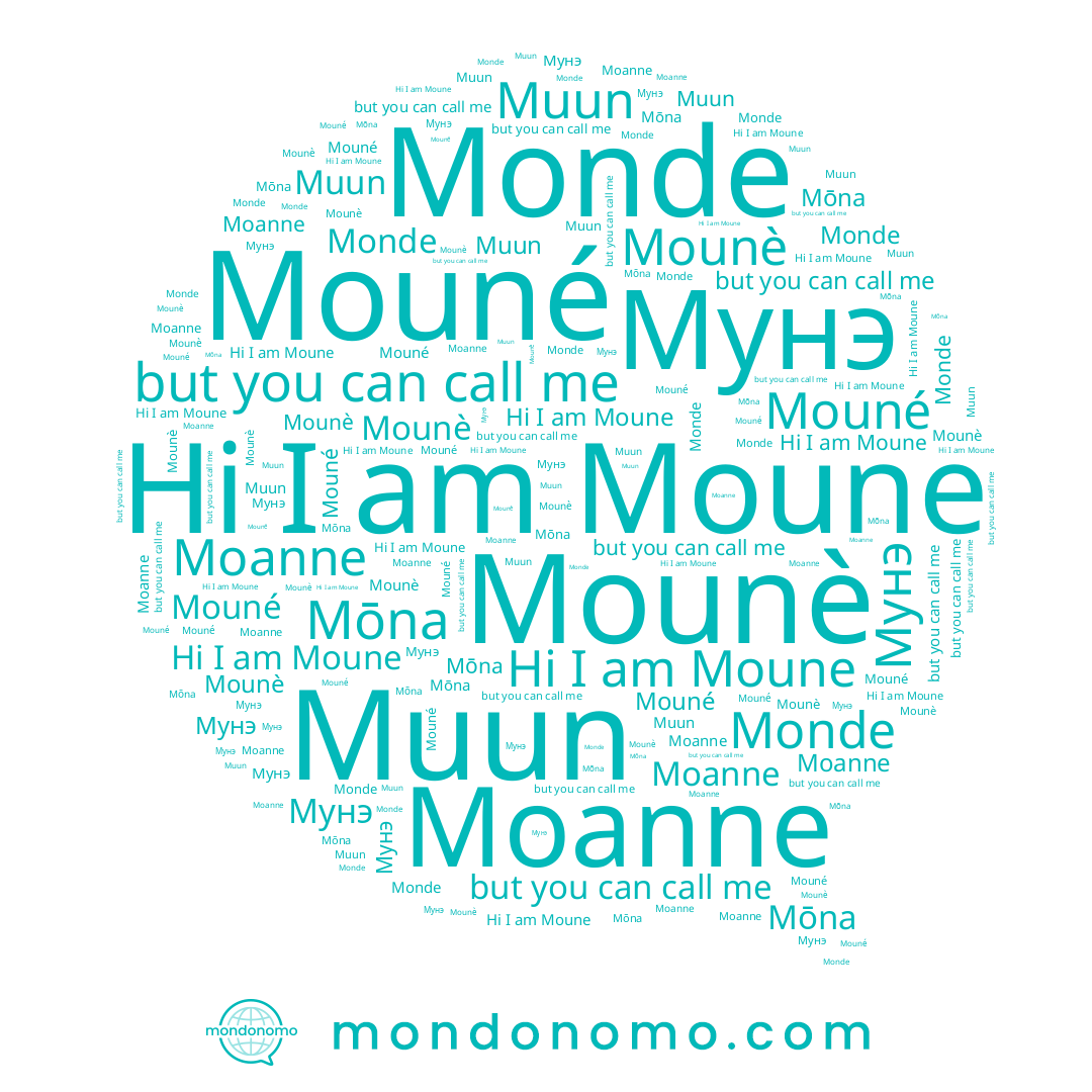name Muun, name Moanne, name Мунэ, name Mounè, name Monde, name Mouné, name Moune