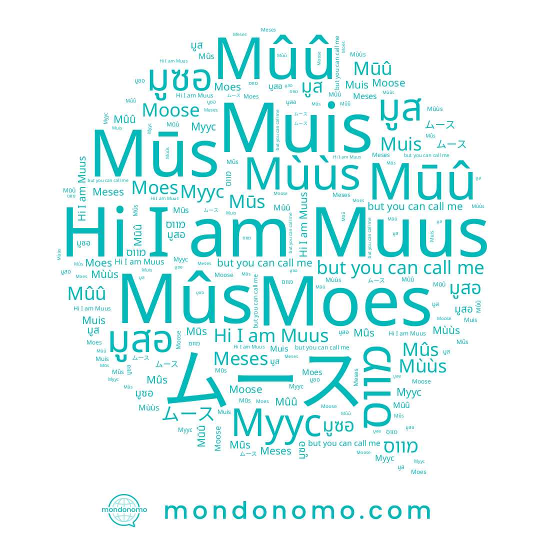 name มูสอ, name Mûû, name Mùùs, name มูส, name Mûs, name Moose, name מווס, name Муус, name Mūû, name Muis, name Muus, name มูซอ, name Meses, name Mūs, name Moes