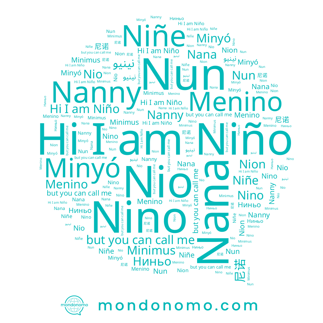 name Ниньо, name نينيو, name Nion, name Nanny, name Minyó, name Minimus, name Niño, name Nio, name Nino, name Nana, name Nun, name 尼诺, name Niñe, name Menino