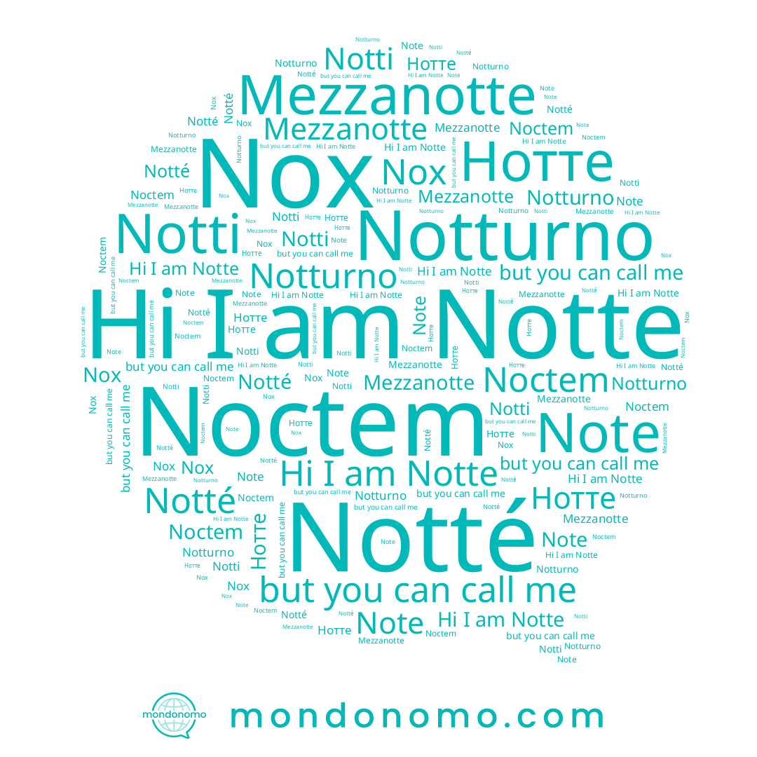 name Nox, name Notti, name Mezzanotte, name Notté, name Notturno, name Note, name Нотте, name Notte