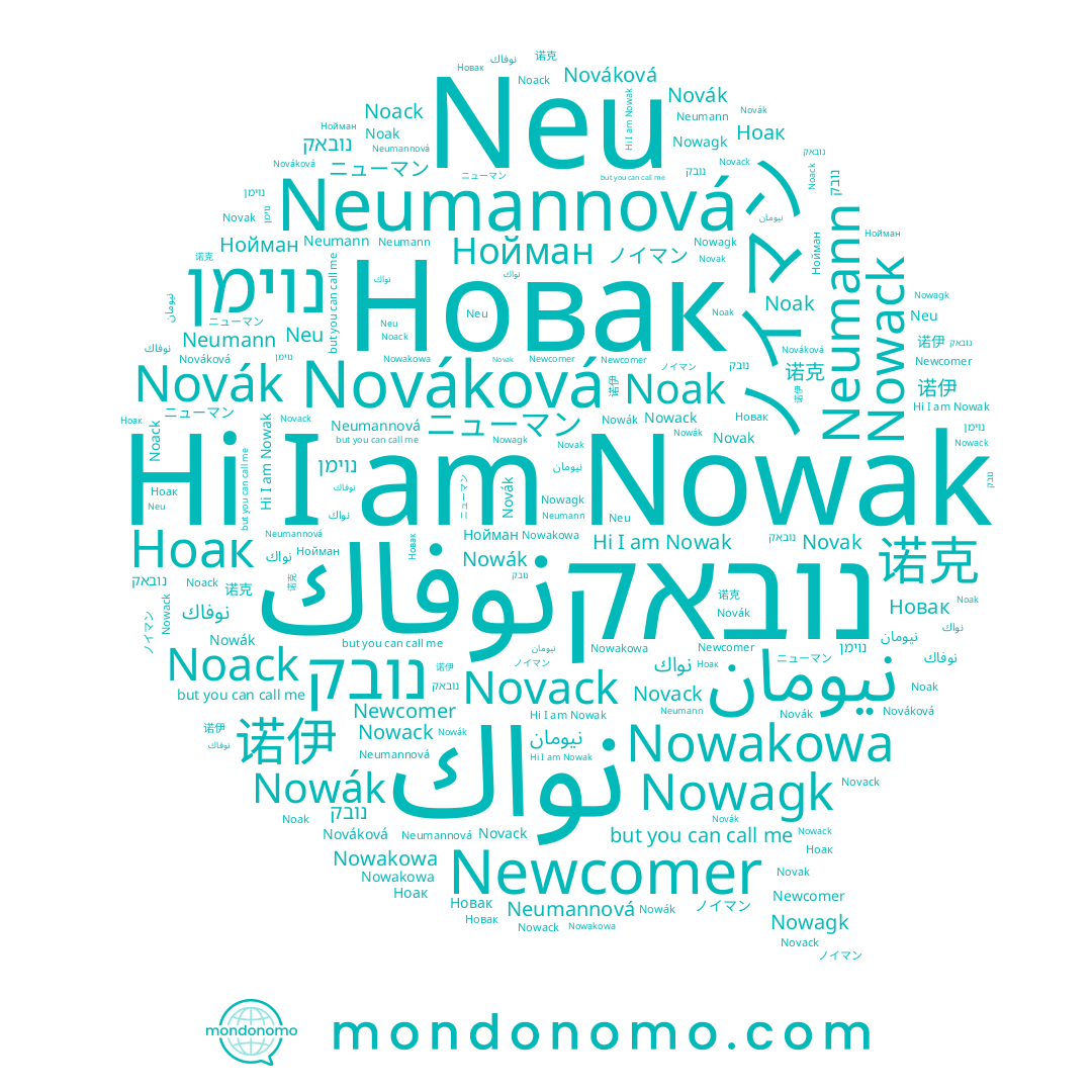 name 诺伊, name Ноак, name נובק, name נובאק, name Neumann, name Нойман, name Neumannová, name Nováková, name Nowagk, name Noack, name ノイマン, name 诺克, name Newcomer, name נוימן, name نوفاك, name Nowak, name Novák, name Noak, name Novak, name Nowakowa, name نيومان, name Новак, name Neu, name Nowack, name ニューマン, name Novack, name Nowák