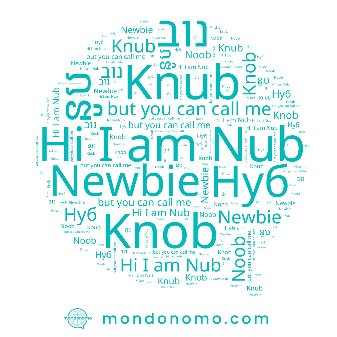 name Noob, name נוב, name Knob, name Knub, name នូប, name Nub, name Newbie, name Нуб