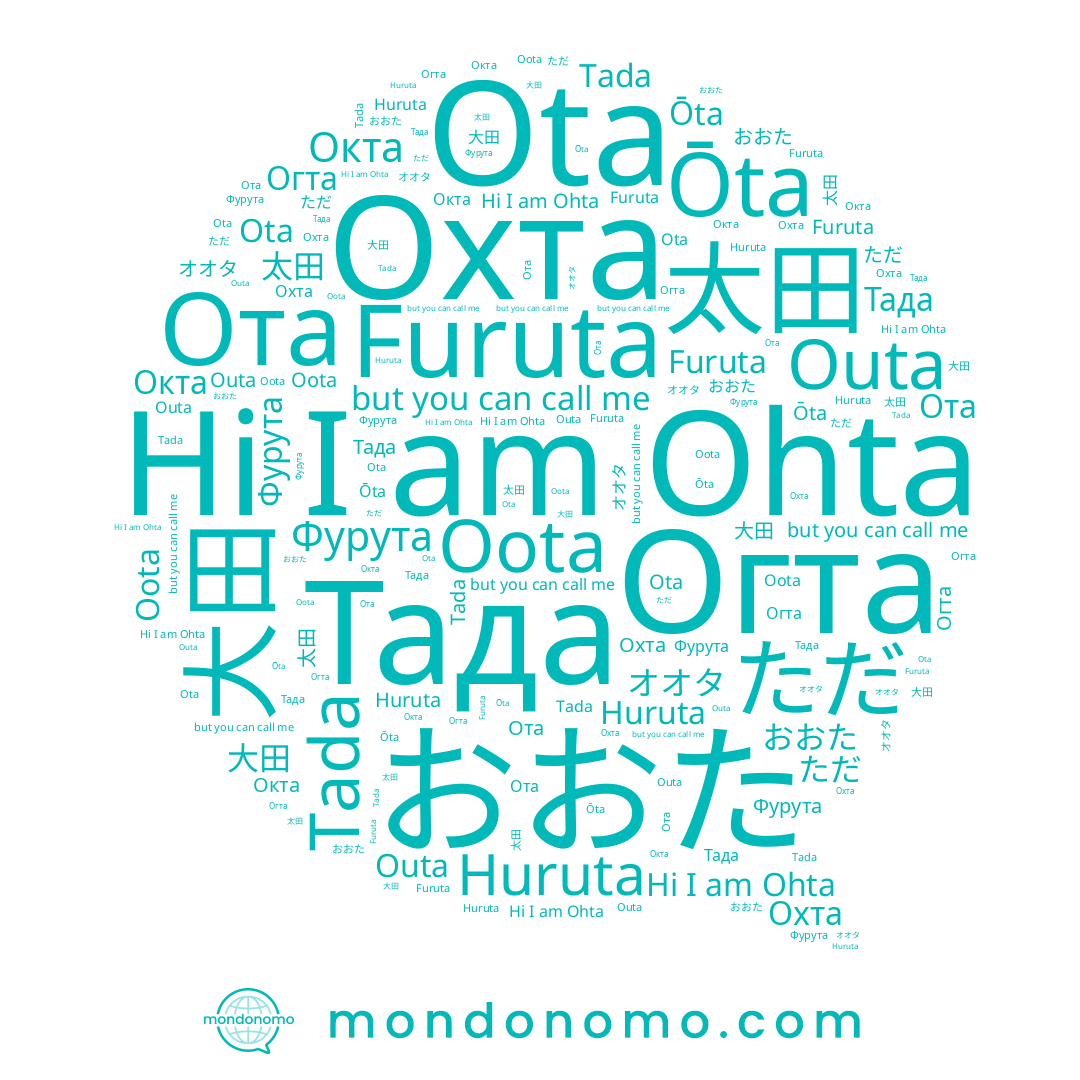 name Ота, name Тада, name Фурута, name おおた, name 大田, name Outa, name 太田, name オオタ, name Ohta, name Огта, name Furuta, name Tada, name Ota, name Oota, name Huruta, name ただ, name Ōta