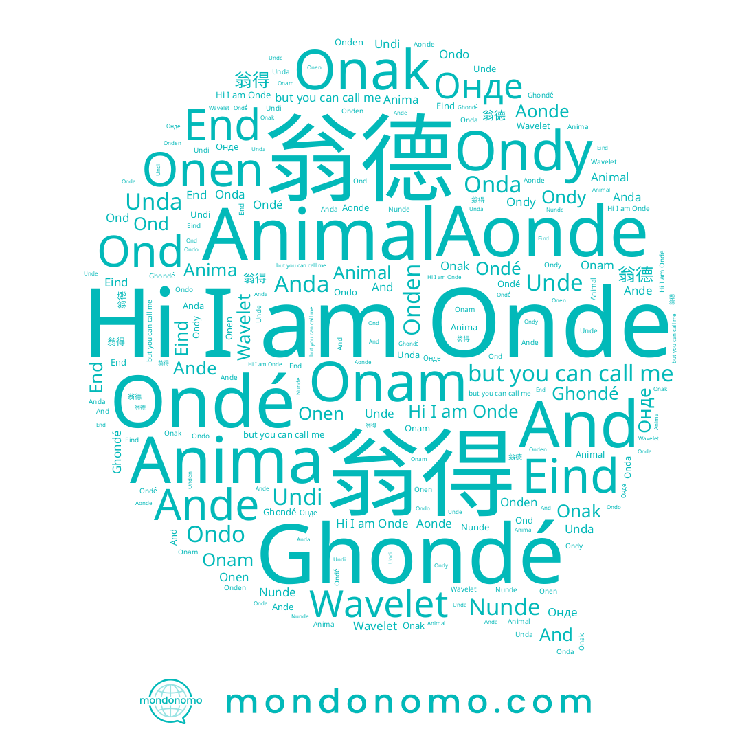 name Ande, name 翁德, name Aonde, name Onda, name Onak, name Undi, name End, name And, name Unda, name Onen, name Онде, name Ghondé, name Ondé, name Unde, name 翁得, name Wavelet, name Onden, name Onde, name Nunde, name Onam, name Ond, name Anda, name Anima, name Ondy, name Ondo