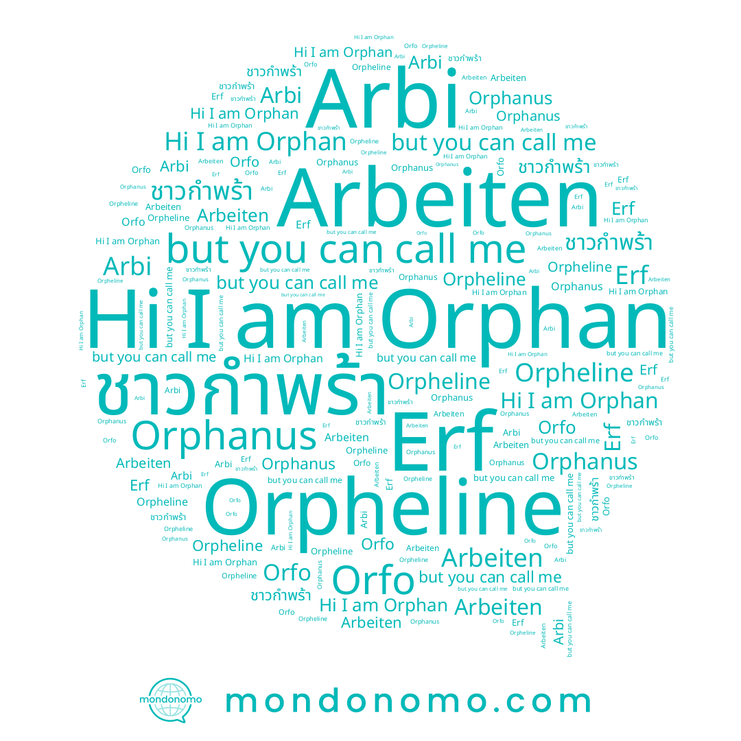 name Orfo, name Orpheline, name ชาวกำพร้า, name Orphan, name Orphanus, name Arbi