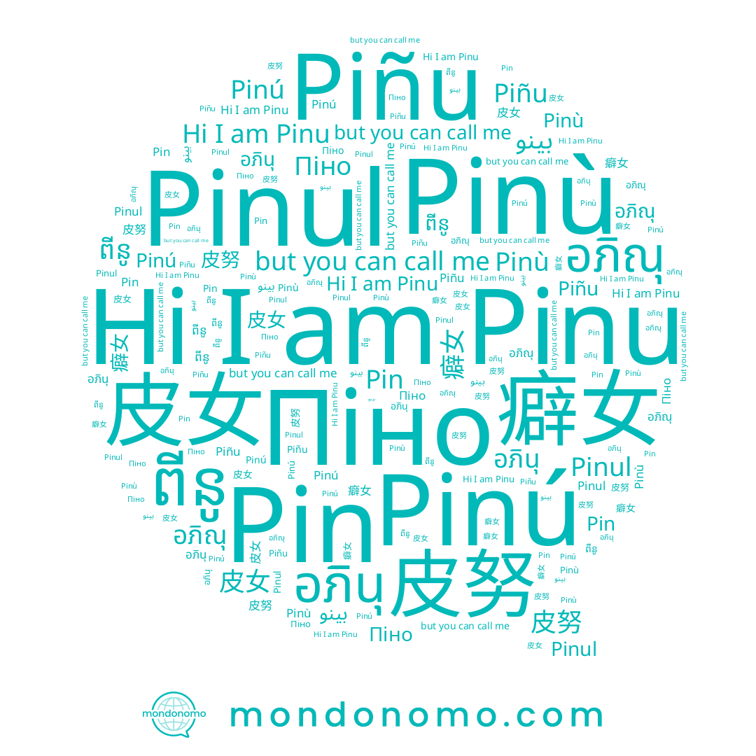 name Pinù, name Piñu, name Pinú, name Pinul, name 皮努, name Pinu, name Pin, name อภิณุ, name อภินุ, name 癖女, name 耚籹, name 鈈釹, name ពីនូ, name 皮女, name Піно, name بينو