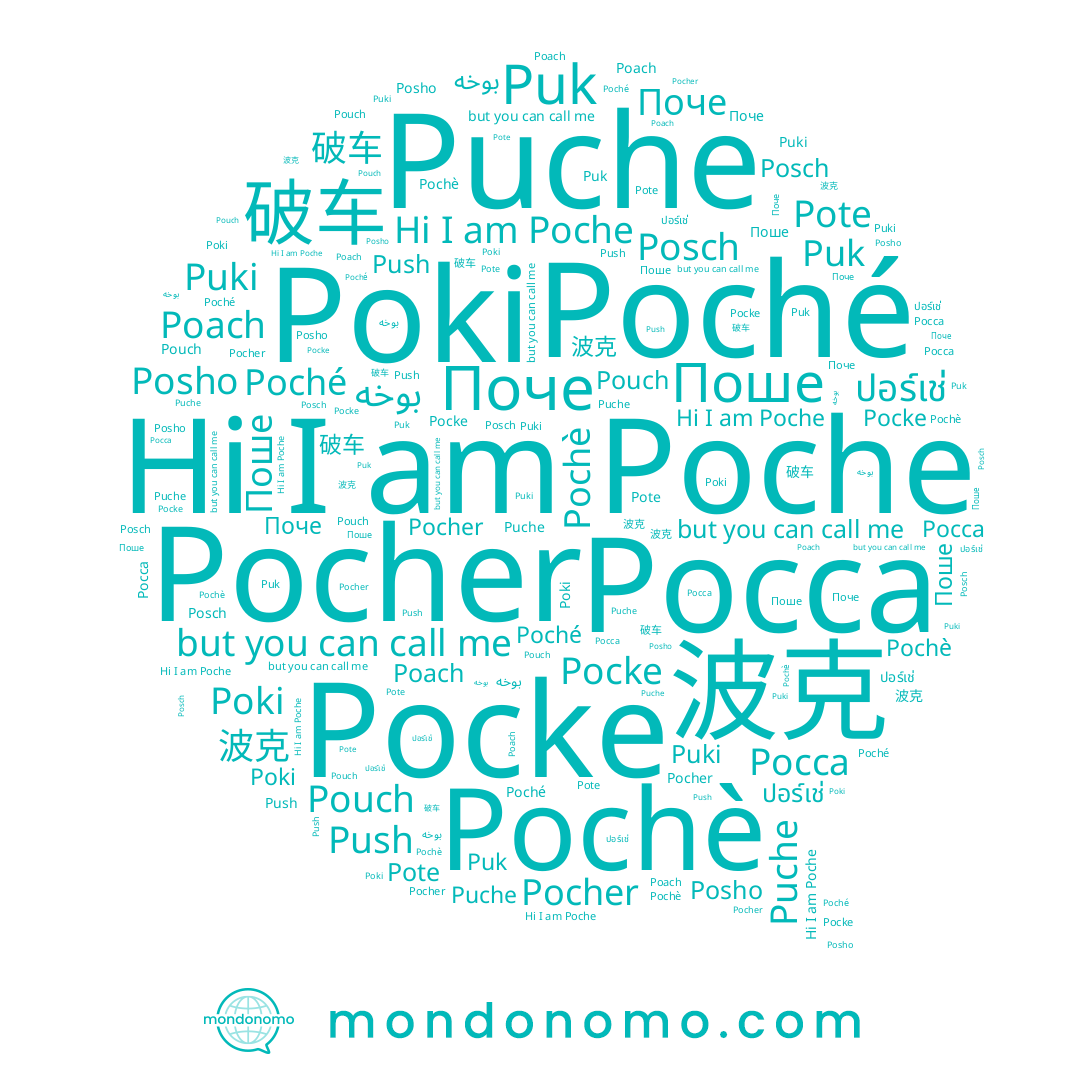 name Posch, name Poach, name Pote, name Pocca, name Poki, name Поше, name Pocke, name Pochè, name Poche, name Puche, name Puk, name 波克, name Poché, name Pocher, name Puki, name بوخه, name 破车, name Поче, name Pouch