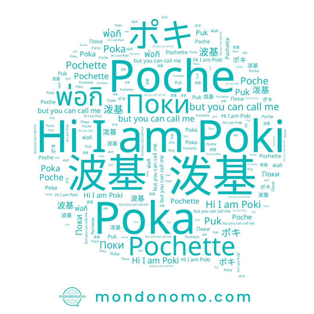 name Poka, name พ่อกิ, name Poki, name Poche, name Pochette, name 波基, name Puk, name Поки, name 泼基, name ポキ