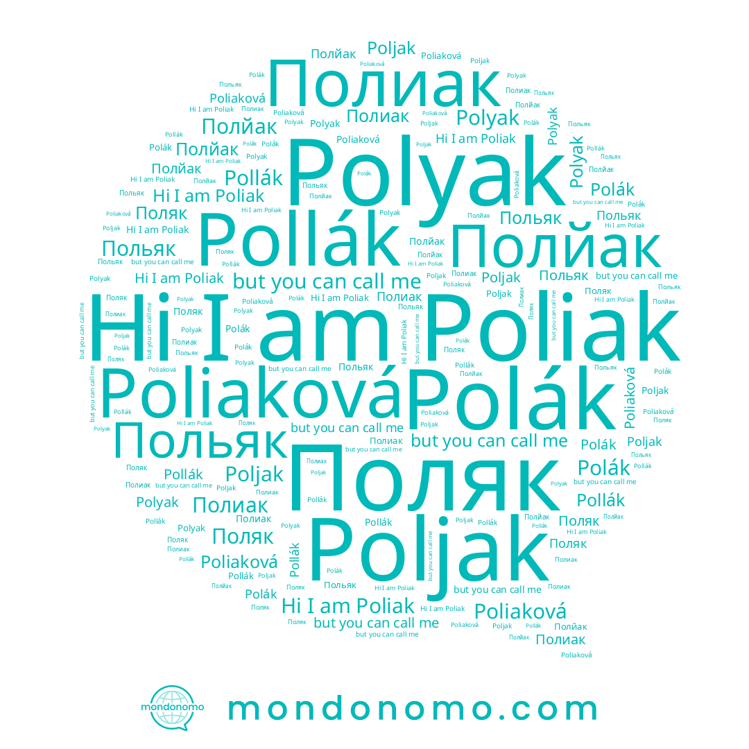 name Полйак, name Polyak, name Poliak, name Pollák, name Полиак, name Polák, name Poljak, name Poliaková, name Поляк, name Польяк