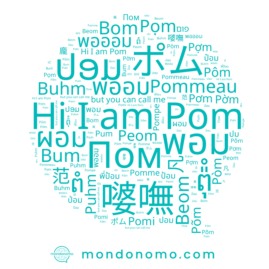 name 龐, name ป่อม, name Pom, name Pompe, name พอออม, name พี่ป้อม, name ពំ, name พอม, name Pờm, name פום, name ポム, name Pọm, name Pum, name พออม, name 범, name Pommeau, name Bom, name 范, name ปอม, name Bum, name 嘙嘸, name Pợm, name Pomi, name ព៉ុំ, name 凡, name Peom, name Pòm, name Pôm, name Buhm, name ป้อม, name Beom, name Puhm, name Pomme, name ผอม, name ປອມ, name ปม, name Pơm, name Põm