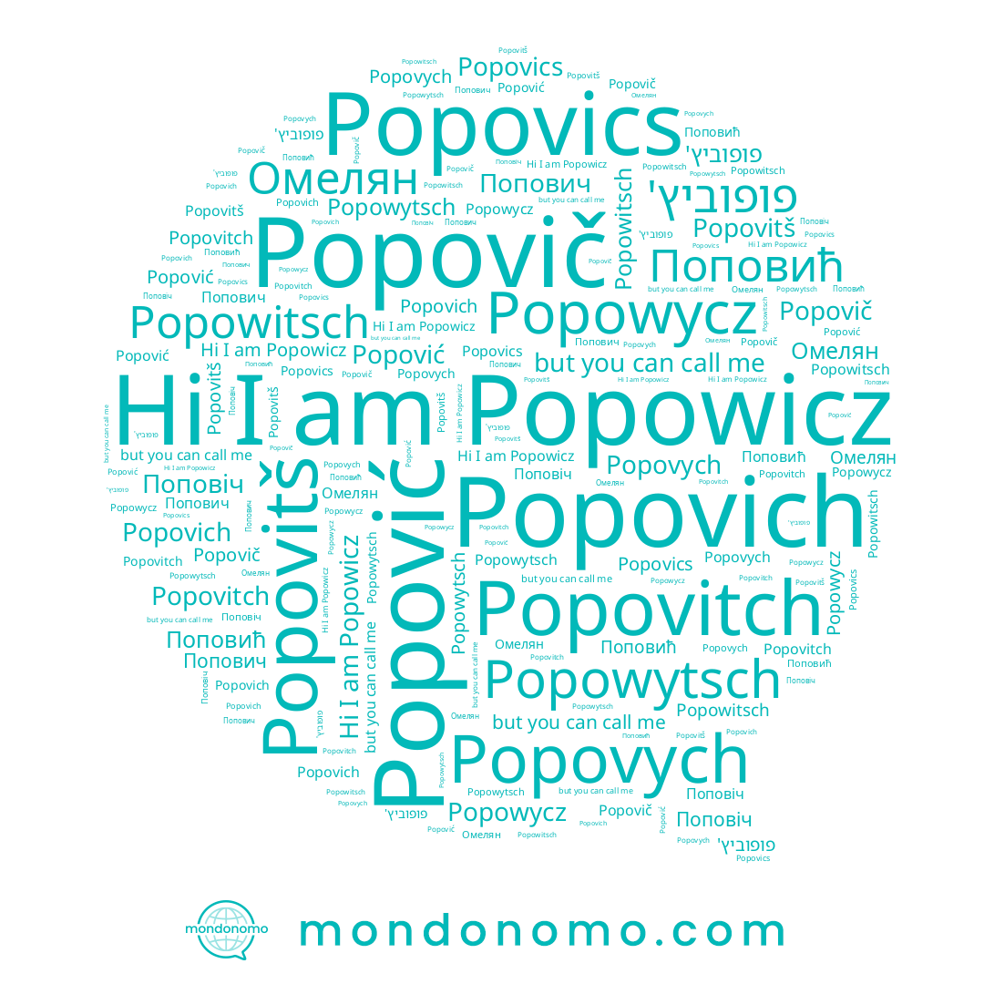 name Popovitch, name Поповић, name Popowicz, name Popovics, name Попович, name Popovich, name Popovitš, name Popowycz, name Popovych, name Popović, name Popowitsch, name Поповіч, name פופוביץ', name Popovič, name Popowytsch