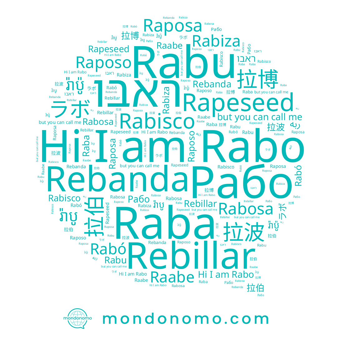 name رابو, name Rabiza, name Rabó, name Raabe, name Rabosa, name Raposa, name Rabo, name រ៉ាប៉ូ, name Rebillar, name Raposo, name 拉博, name Raba, name 拉波, name Rebanda, name Рабо, name 拉伯, name Rabu, name ראבו, name ラボ, name រ៉ាបូ