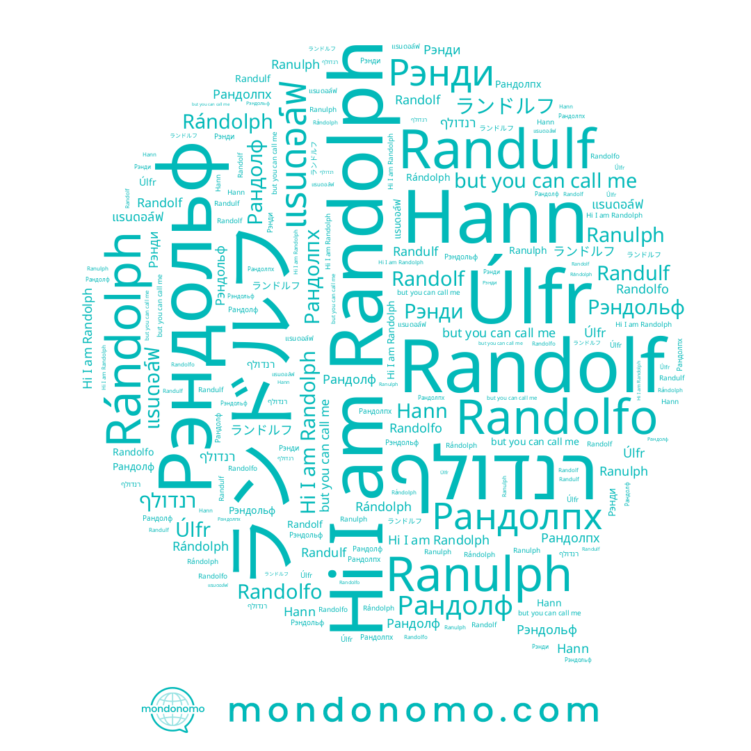 name Рандолпх, name Hann, name Randulf, name Úlfr, name Рэнди, name Ranulph, name แรนดอล์ฟ, name Рэндольф, name רנדולף, name Randolph, name Randolfo, name Rándolph, name Randolf