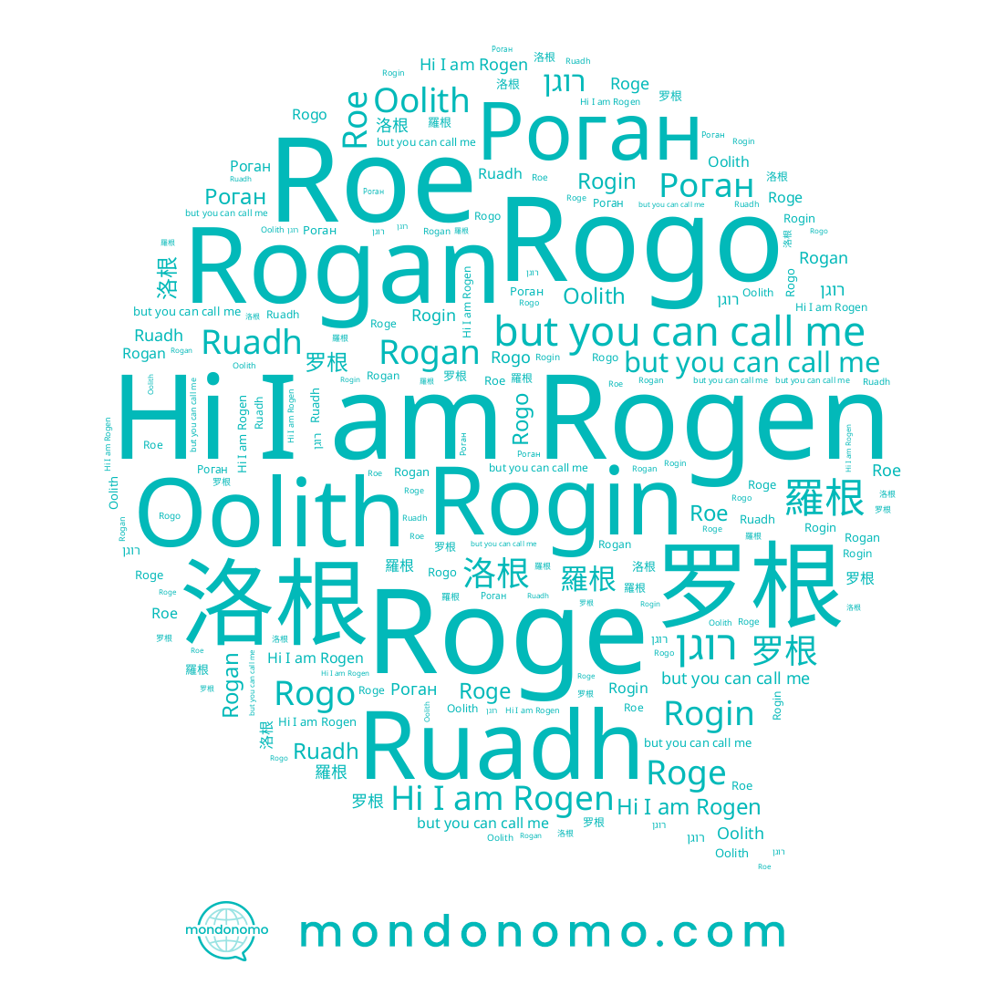 name Ruadh, name Rogan, name Rogen, name Роган, name רוגן, name Roe, name 罗根, name Rogo, name Rogin, name Roge, name 洛根, name Oolith