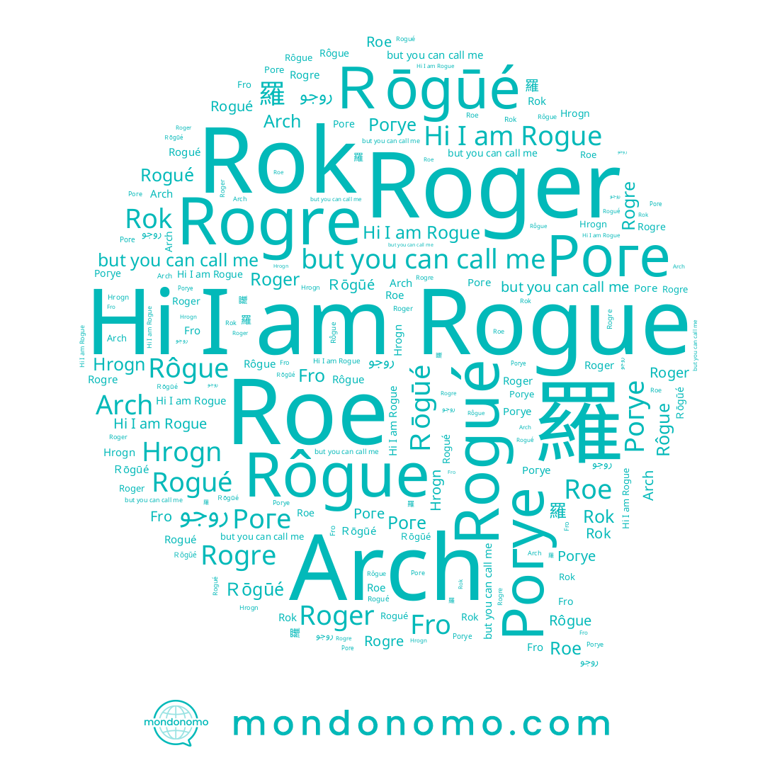 name Ｒōɡūé, name 羅, name Рогуе, name Rok, name Fro, name Arch, name Roe, name Rogre, name Роге, name Rogue, name Rogué, name Roger, name Rôgue