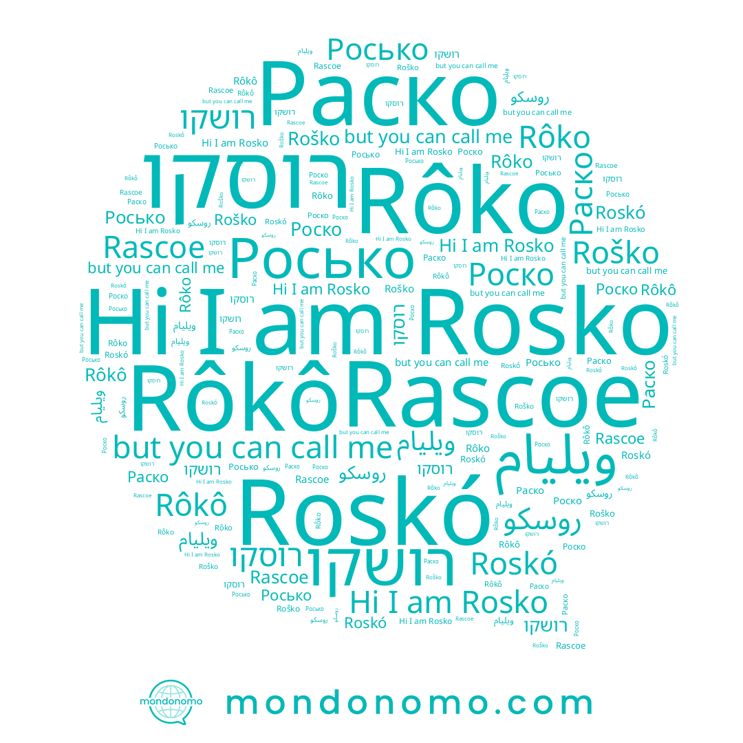 name רושקו, name Росько, name Rôko, name Раско, name Rôkô, name רוסקו, name Rascoe, name Roskó, name ویلیام, name Роско, name Roško, name Rosko