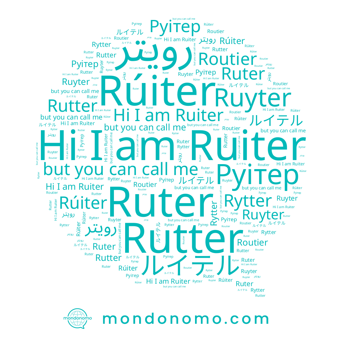 name Ruter, name Rytter, name Rúiter, name Rutter, name Ruiter, name Routier, name Руітер, name ルイテル, name Ruyter