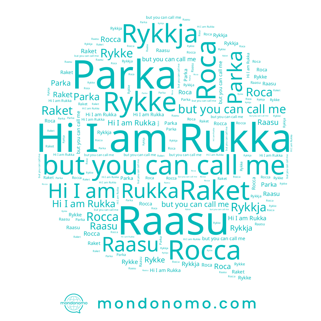 name Rykkja, name Rocca, name Raket, name Roca, name Raasu, name Rykke, name Rukka, name Parka