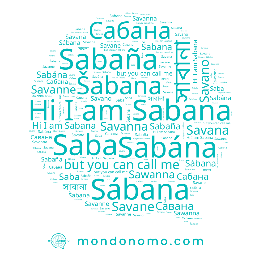 name Sabána, name Sabaña, name Savanna, name Šabana, name Saba, name Sabana, name Sábana, name Savane, name Sawanna, name Savano, name Savanne, name Savana