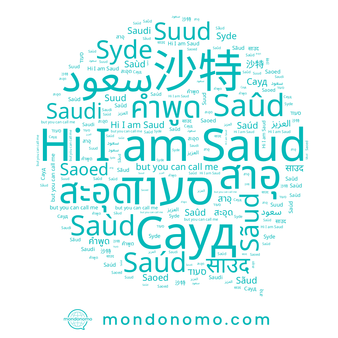 name Suud, name Saùd, name Syde, name Saoed, name Сауд, name سعود, name Saud, name Saúd, name สาอุ, name Saûd, name साउद, name Sãud, name 沙特, name สะอุด, name סעוד, name คำพูด