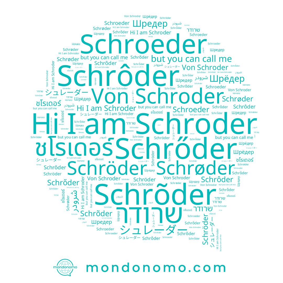 name Schroeder, name Шредер, name Schrôder, name Шрёдер, name Schröder, name Schrőder, name Schrõder, name Schroder, name שרודר, name ชโรเดอร์, name Schrøder