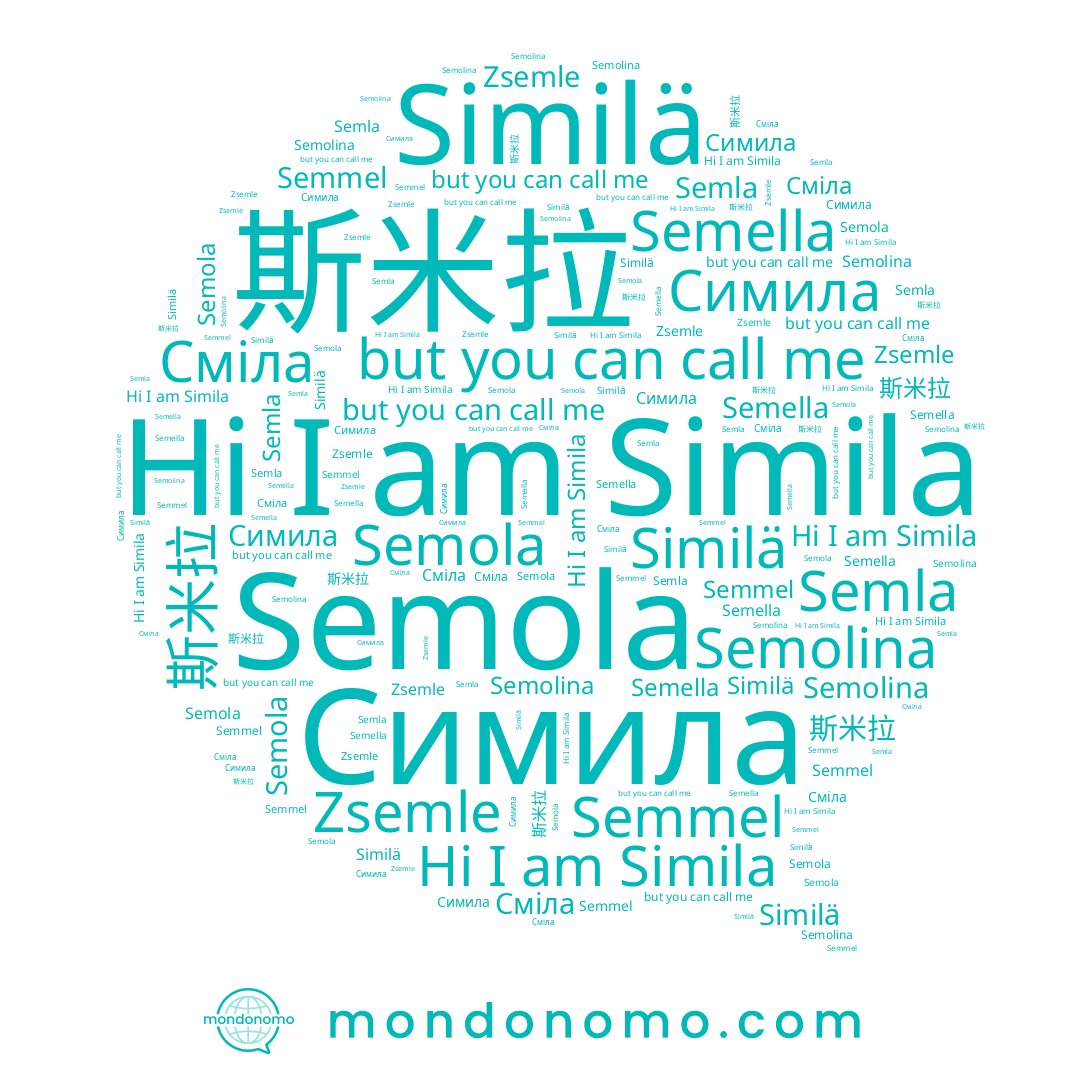 name Сміла, name Simila, name Semmel, name Semla, name Semella, name Similä, name 斯米拉, name Симила, name Zsemle, name Semola