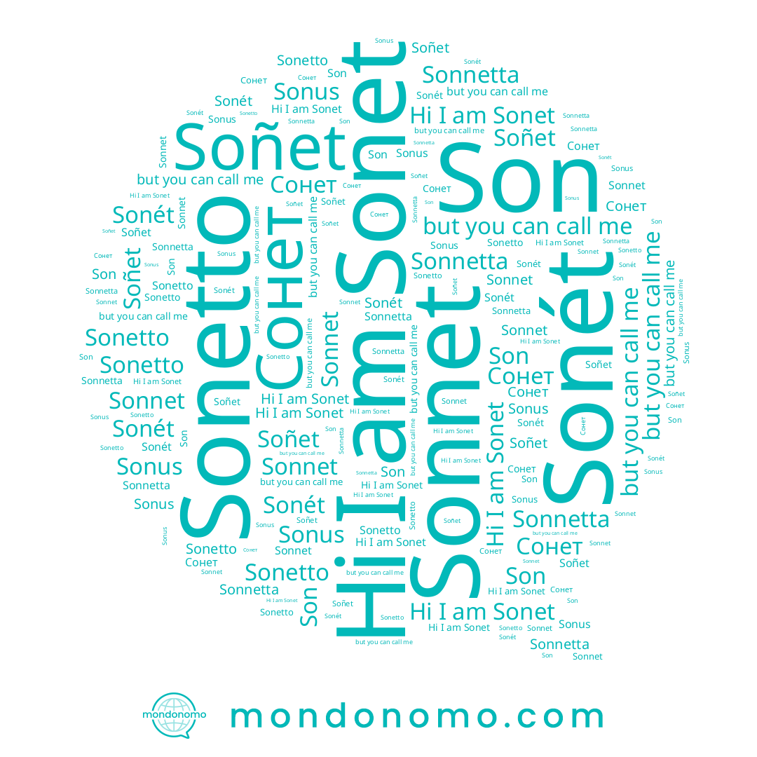 name Sonet, name Sonnet, name Son, name Sonnetta, name Soñet, name Sonetto, name Sonét