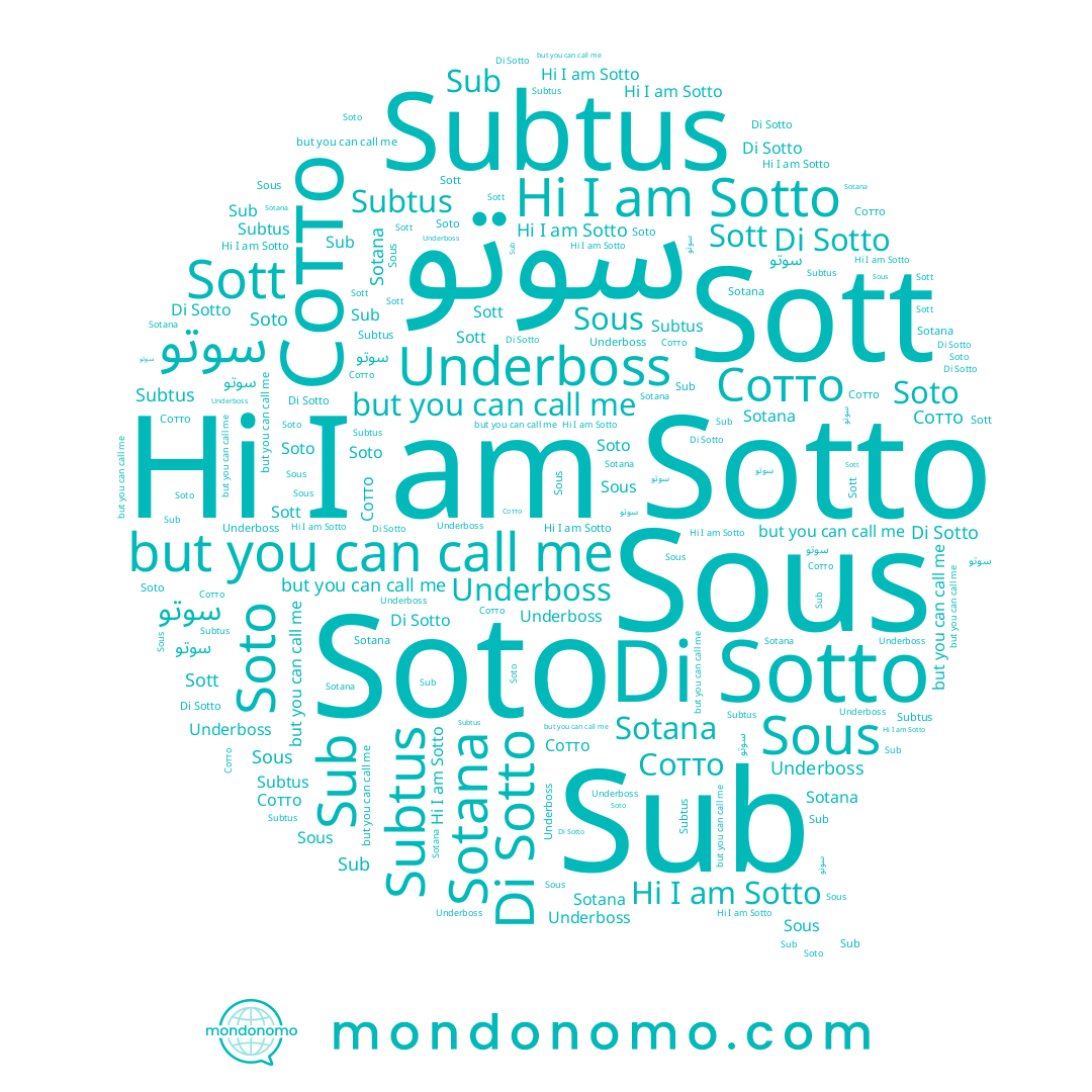 name Subtus, name Soto, name Sotana, name Сотто, name Sous, name Sott, name Sotto