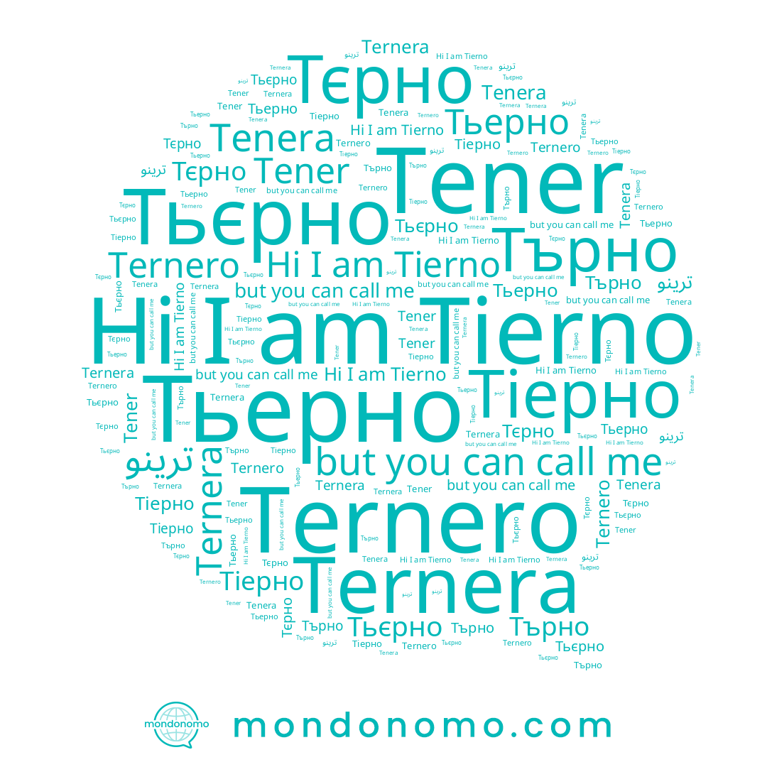 name Ternero, name Tierno, name Tenera, name Търно, name Тіерно, name Тьерно, name Тєрно, name Тьєрно, name Tener