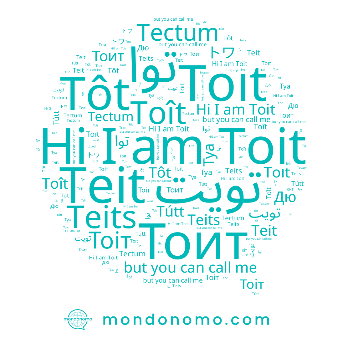 name Toît, name Teit, name توا, name Toit, name تويت, name Туа, name Toıt, name Tútt, name Дю, name Тоіт, name Тоит, name Tôt, name Teits, name トワ